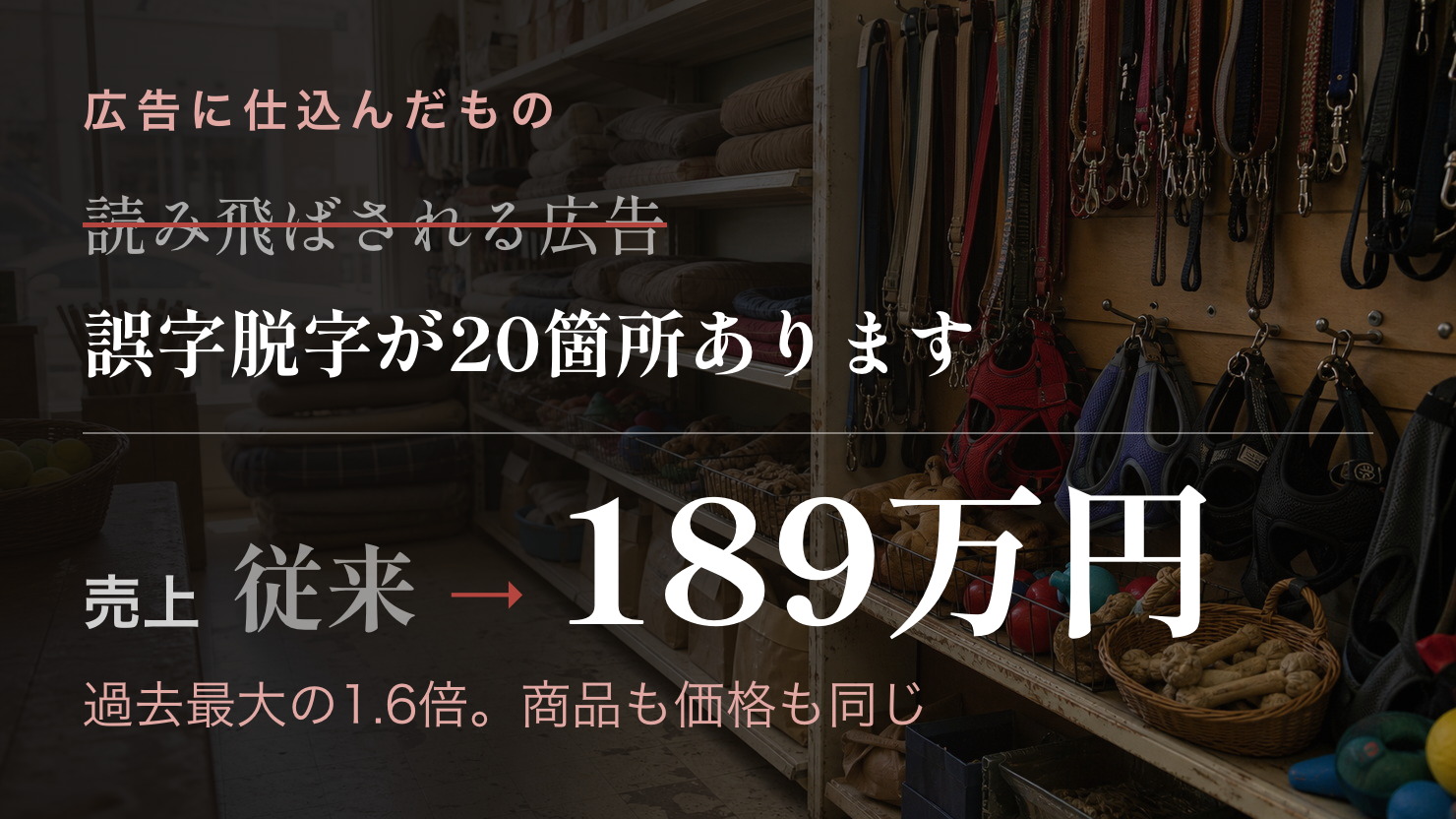 広告に意図的な誤字脱字を20箇所仕込み、1回のキャンペーンで売上189万円・過去最大の1.6倍を達成した