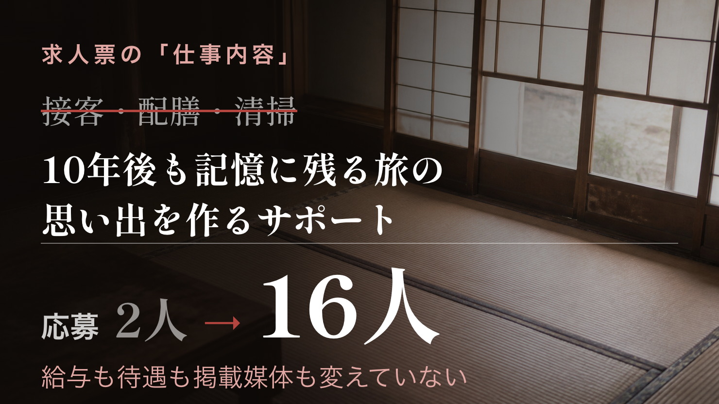 求人票の仕事内容を書き換え、応募が2人から16人になった