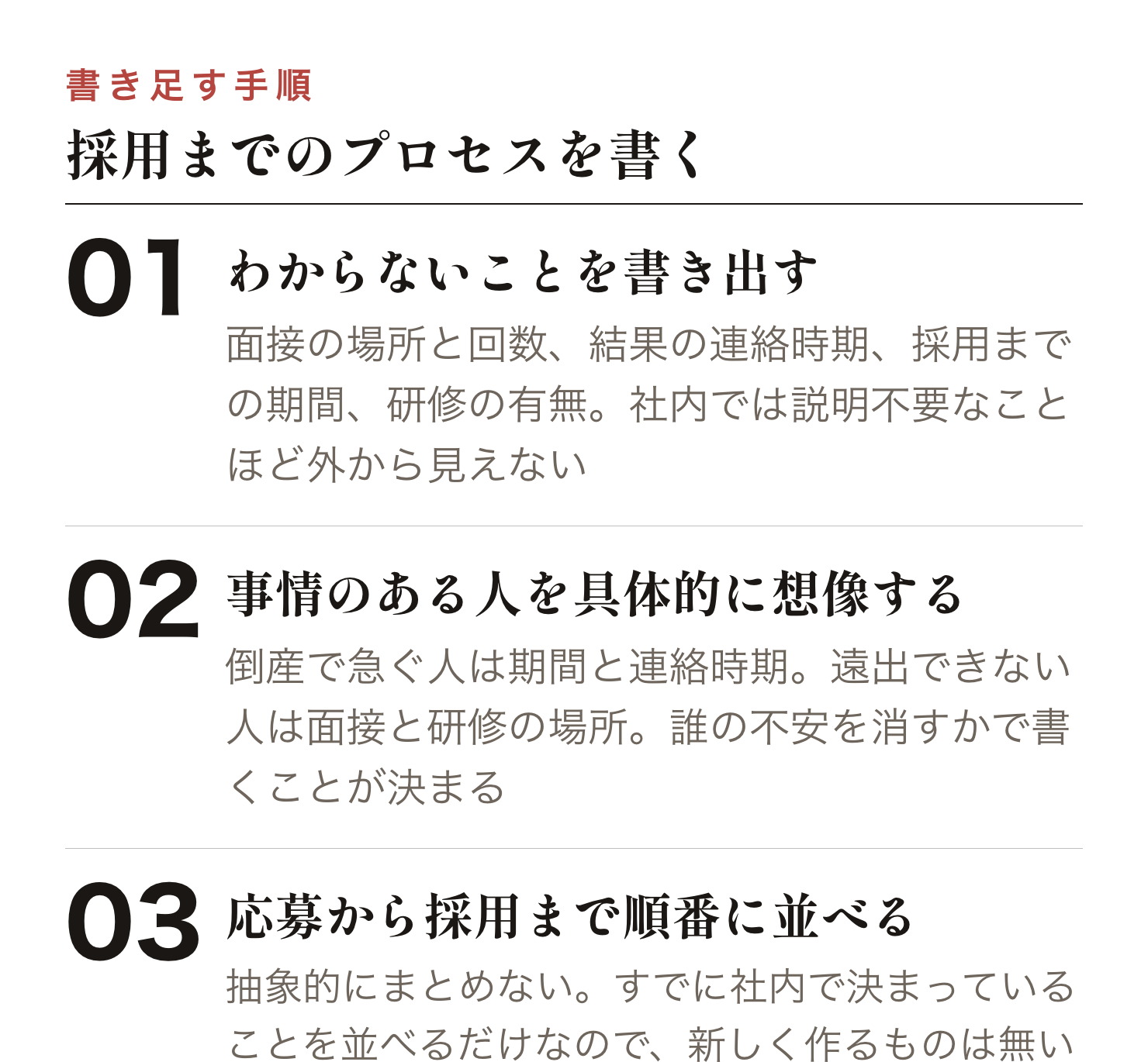 採用までのプロセスを書き足す3つの手順