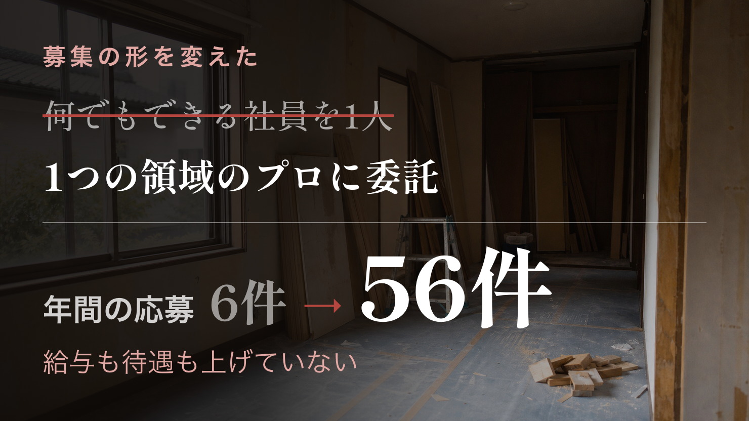 社員採用から業務委託に切り替え、年間の応募が6件から56件になった