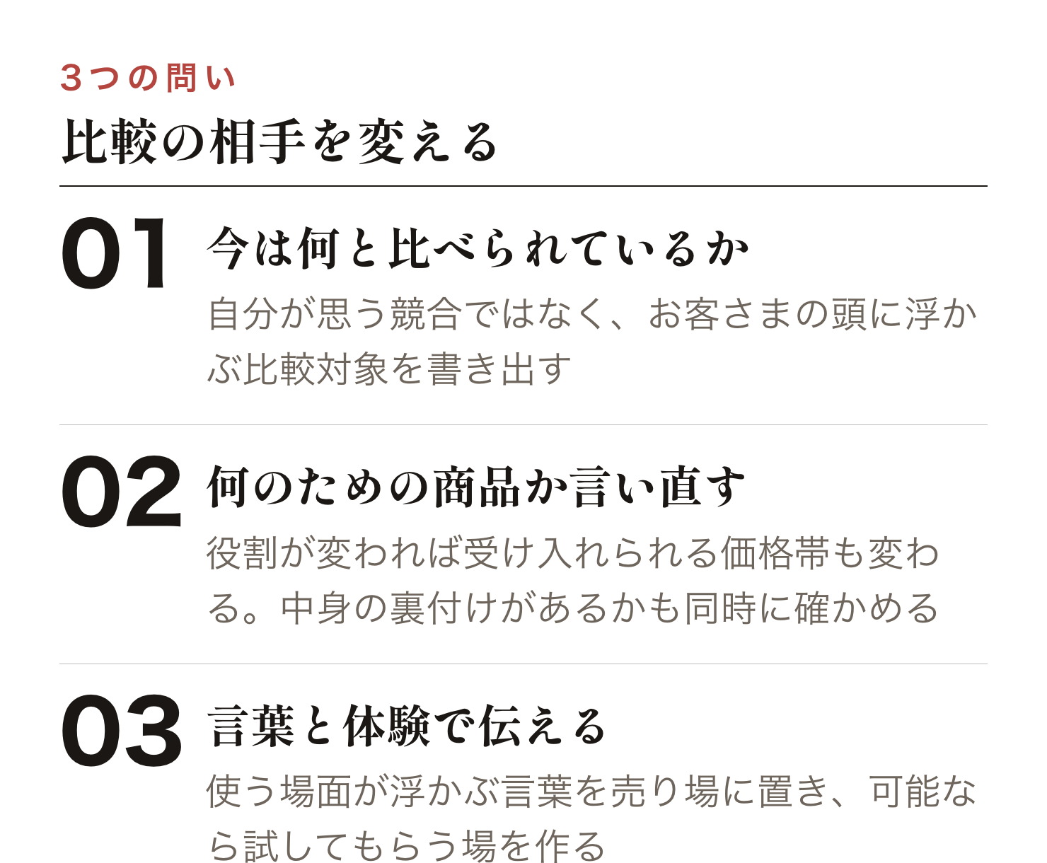 比較の相手を変えるための3つの問い