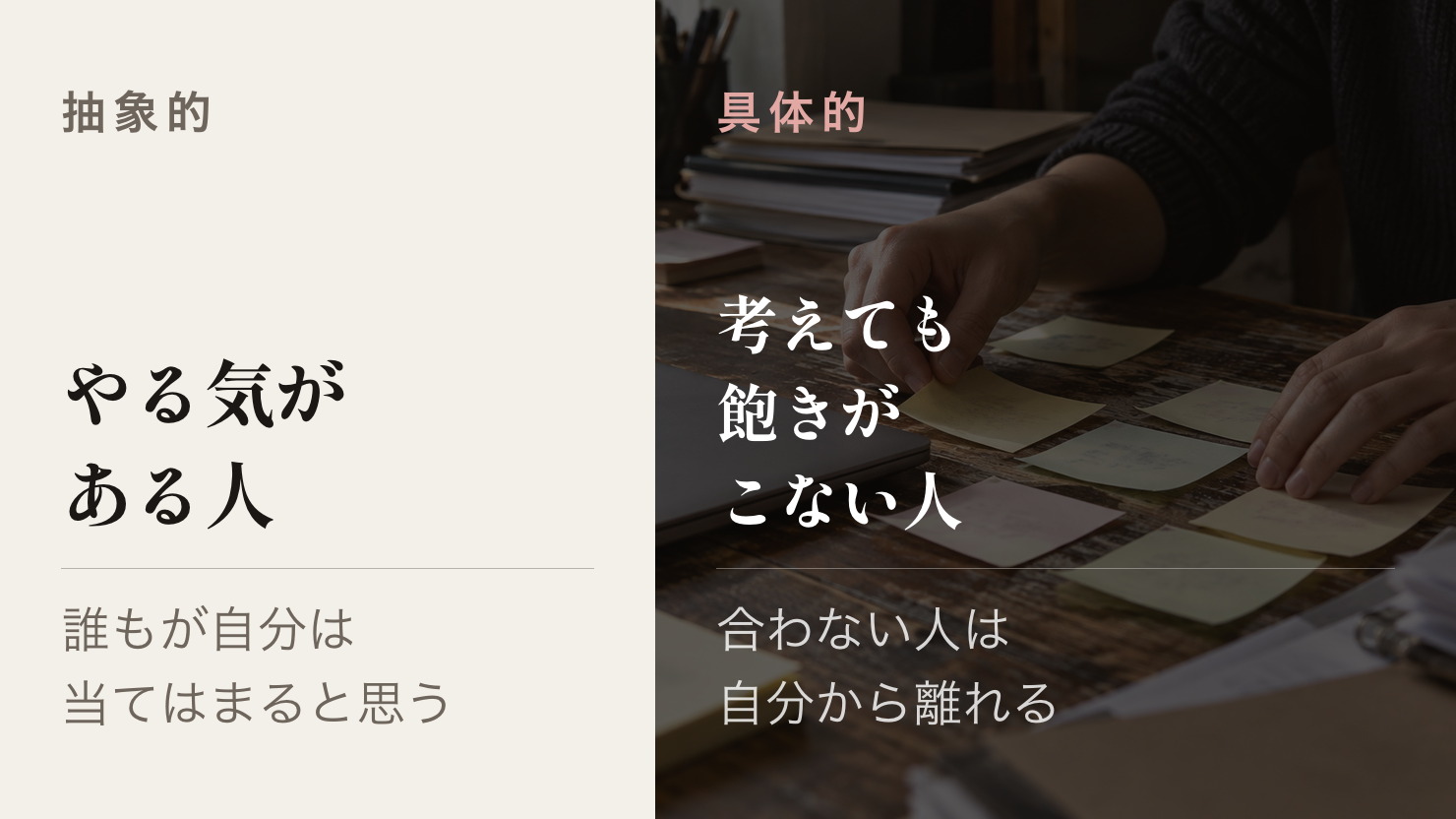誰にでも当てはまる人物像と、特定の人にだけ当てはまる人物像