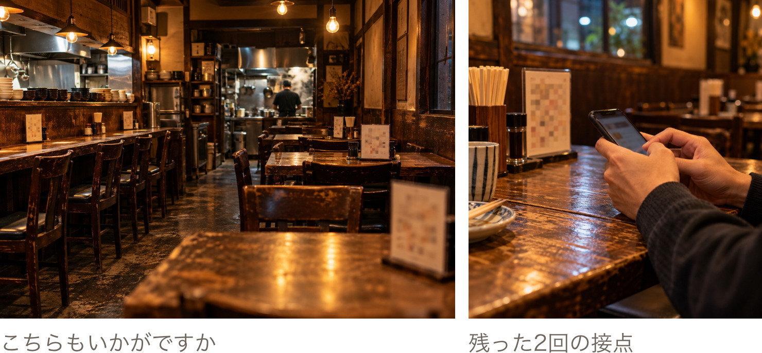 テーブルに料理を運ぶスタッフの手元