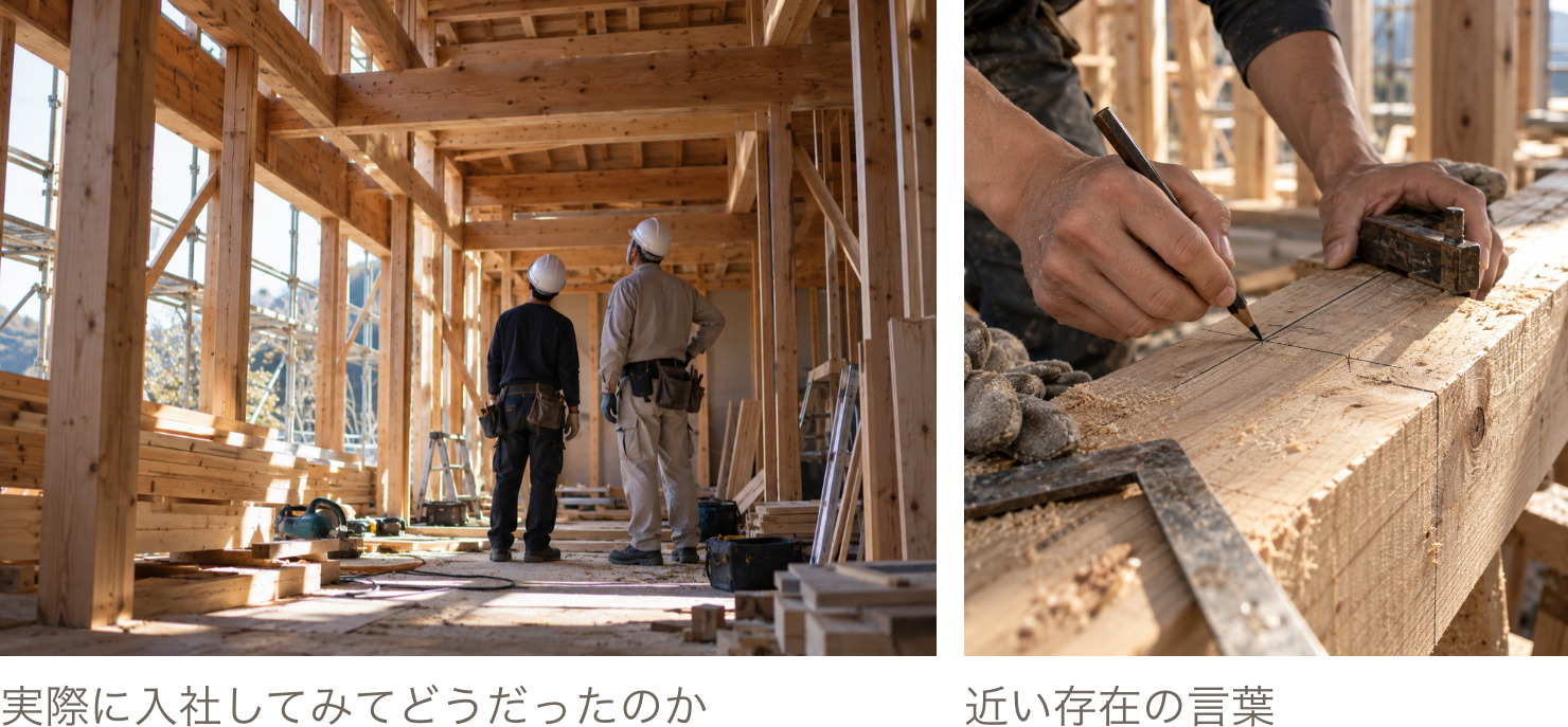 現場でインタビューを受ける若手社員の後ろ姿